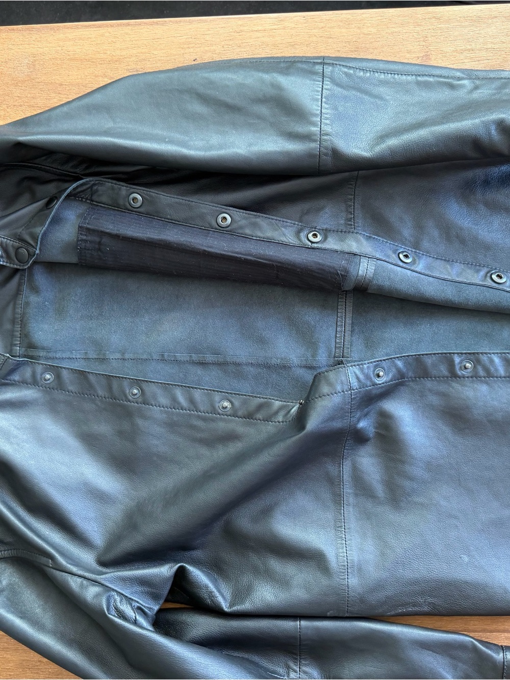 John Varvatos Black Leather Jacket with Red Logo Accent